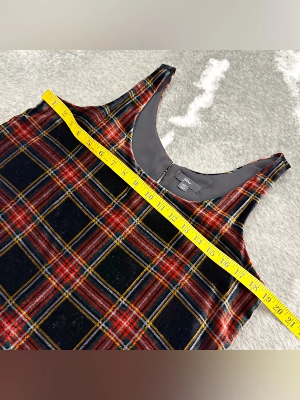 J. Crew Tartan Plaid Velvet Tank Top 6T 6 Tall